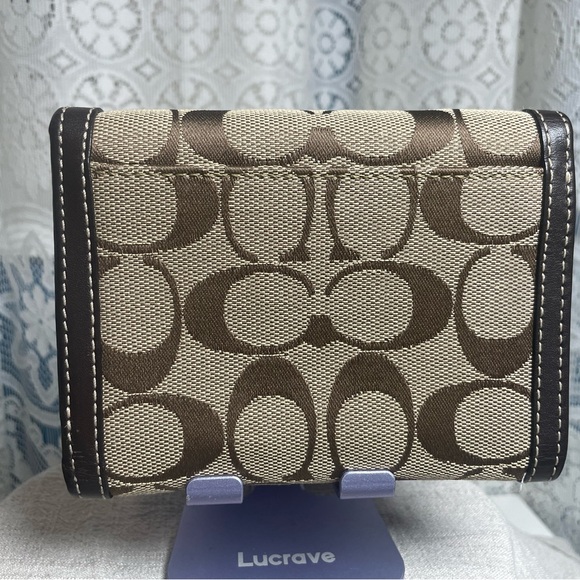 Coach Y2k Signature Canvas & Leather Trifold Wallet. 4 in H x 5 in L - Picture 11 of 12